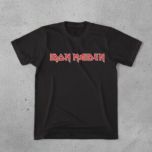 Iron Maiden Logo Graphic T-Shirt – Classic Heavy Metal Band Tee – Black Rock